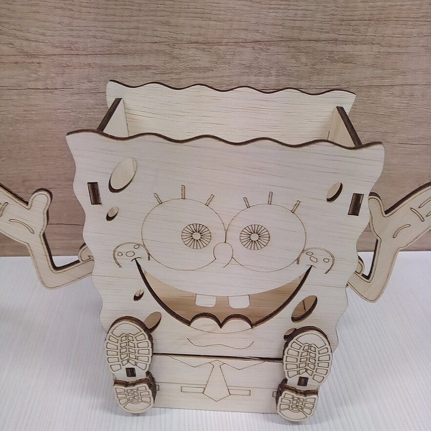 Σετ των 2 Intra απο ξύλο plywood 3mm-4mm πάχος – Μπομπ Σφουγγαράκης Τακτοποιημένο με ξύλο συρταριού 15x15 cm INTRAVECTRY-MY543797