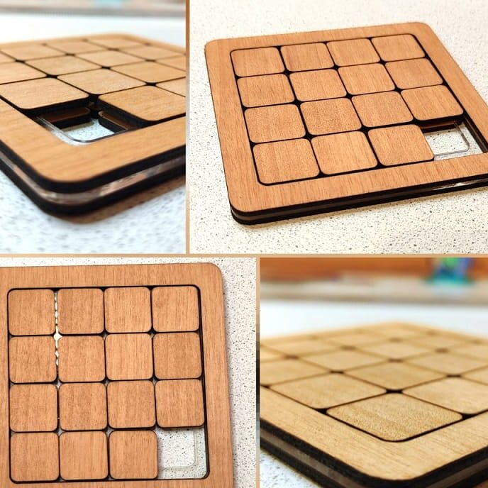 Σετ των 2 Intra απο ξύλο plywood 3mm-4mm πάχος – ξύλο παζλ διαφανειών αριθμών δεκαπέντε κομματιών 50x60 cm INTRAVECTRY-MY543601