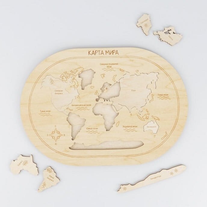 Σετ των 2 Intra απο ξύλο plywood 3mm-4mm πάχος – ξύλο Εκπαιδευτικού Παιχνιδιού Παζλ Παγκόσμιου Χάρτη 20x25 cm INTRAVECTRY-MY543603