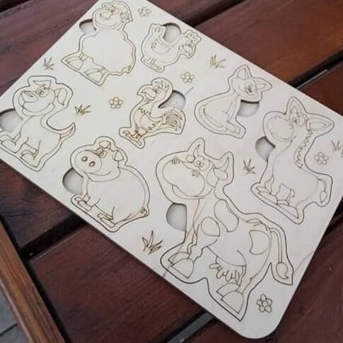 Σετ των 2 Intra απο ξύλο plywood 3mm-4mm πάχος – ξύλο πινάκων παζλ Peg για ζώα φάρμας 30x35 cm INTRAVECTRY-MY543606