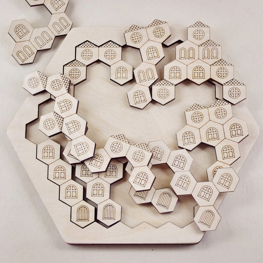 Σετ των 2 Intra απο ξύλο plywood 3mm-4mm πάχος – ξύλο Hexagon Honeycomb Kids Toy Puzzle 40x45 cm INTRAVECTRY-MY543608