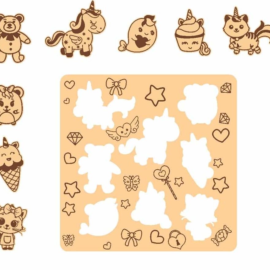 Σετ των 2 Intra απο ξύλο plywood 3mm-4mm πάχος – ξύλο Παιδικών Παιχνιδιών Παζλ Προσχολικής Εκπαίδευσης 15x15 cm INTRAVECTRY-MY543610