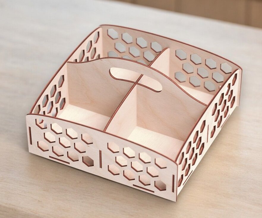 Σετ των 3 Intra απο ξύλο plywood 3mm-4mm πάχος – ξύλο δίσκου σνακ με μοτίβο ξύλου κηρήθρας 50x60 cm INTRAVECTRY-MY560171