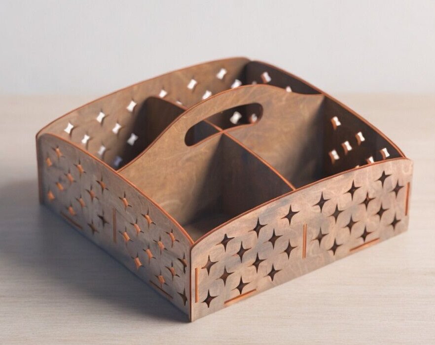 Σετ των 3 Intra απο ξύλο plywood 3mm-4mm πάχος – Δίσκος σερβιρίσματος 4 διαμερισμάτων με ξύλο λαβής 12x15 cm INTRAVECTRY-MY560172