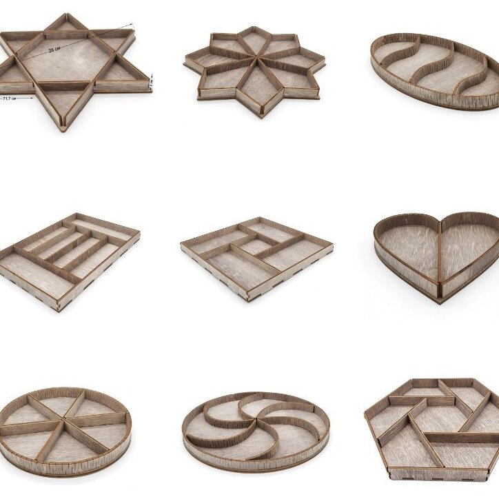Intra απο ξύλο plywood 3mm-4mm πάχος – ξύλο 9 σχημάτων συλλογής δίσκου σερβιρίσματος ξηρών καρπών 12x15 cm INTRAVECTRY-MY543675