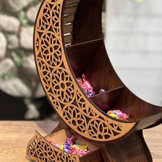 Intra απο ξύλο plywood 3mm-4mm πάχος – Ραμαζάνι Eid Crescent Moon Plate Σερβίρισμα φαγητού σερβίτσιο Επιδόρπιο Δίσκος σερβιρίσματος Ramadan File Moon 20x25 cm INTRAVECTRY-MY543677