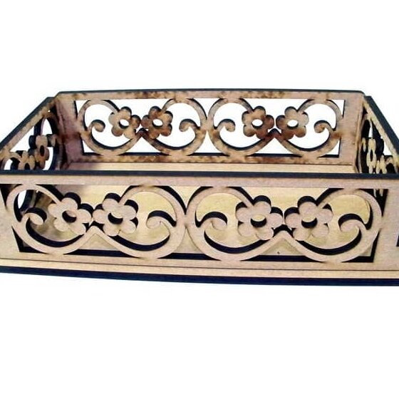 Intra απο ξύλο plywood 3mm-4mm πάχος – Δίσκος σερβιρίσματος από κόντρα πλακέ με ξύλο μοτίβος φλοράλ 45x50 cm INTRAVECTRY-MY543679