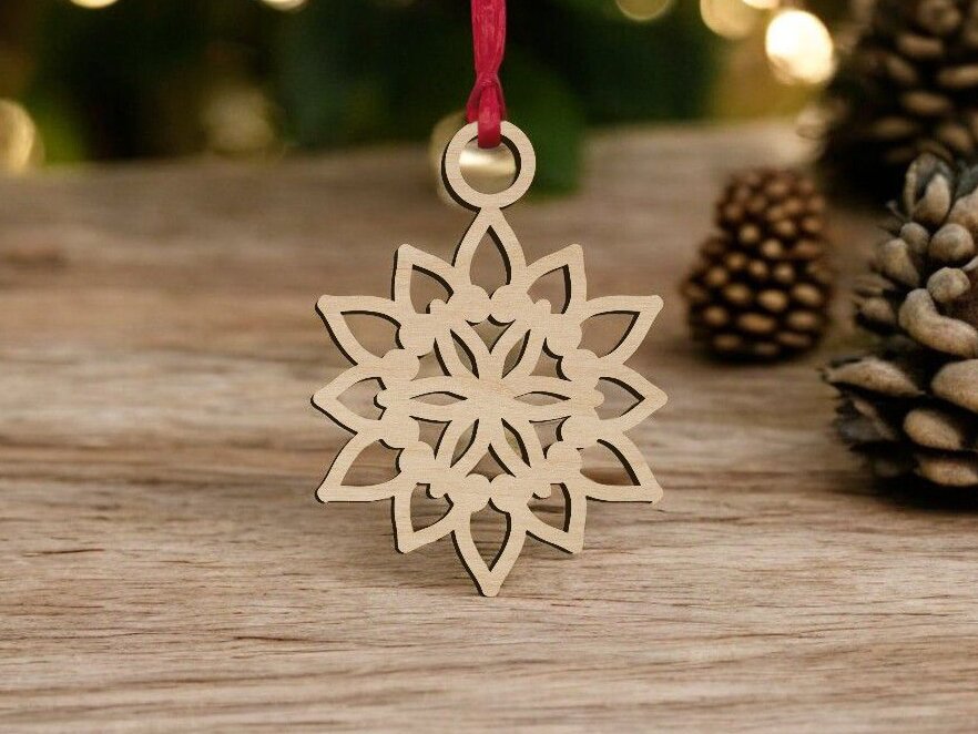 Σετ των 3 Intra απο ξύλο plywood 3mm-4mm πάχος – Χειμερινό στολίδι με νιφάδα χιονιού 40x45 cm INTRAVECTRY-MY550209