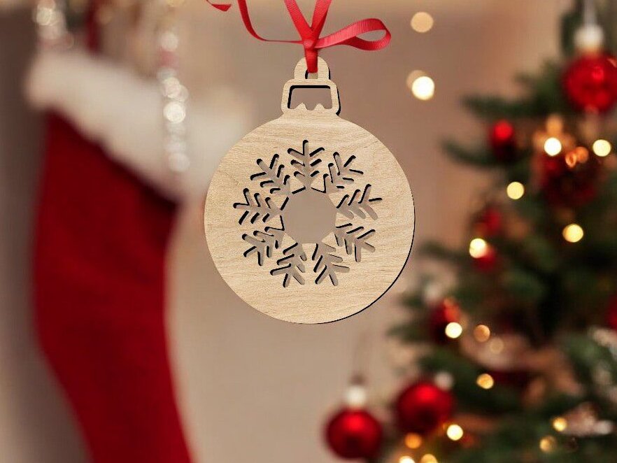 Σετ των 3 Intra απο ξύλο plywood 3mm-4mm πάχος – Στολίδι χριστουγεννιάτικου δέντρου με νιφάδα χιονιού 45x50 cm INTRAVECTRY-MY560006