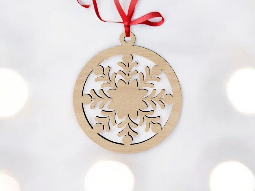 Σετ των 3 Intra απο ξύλο plywood 3mm-4mm πάχος – Χριστουγεννιάτικη μπάλα με νιφάδα χιονιού 45x50 cm INTRAVECTRY-MY548534