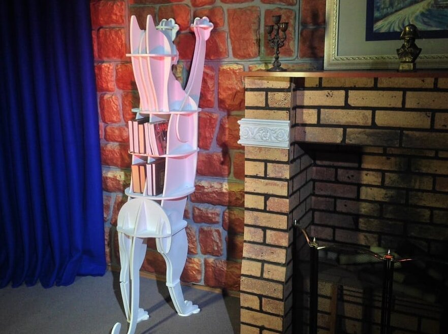 Intra απο ξύλο plywood 3mm-4mm πάχος – Ξύλινο ξύλο ραφιού βιβλίου σε σχήμα γάτας 30x35 cm INTRAVECTRY-MY559151