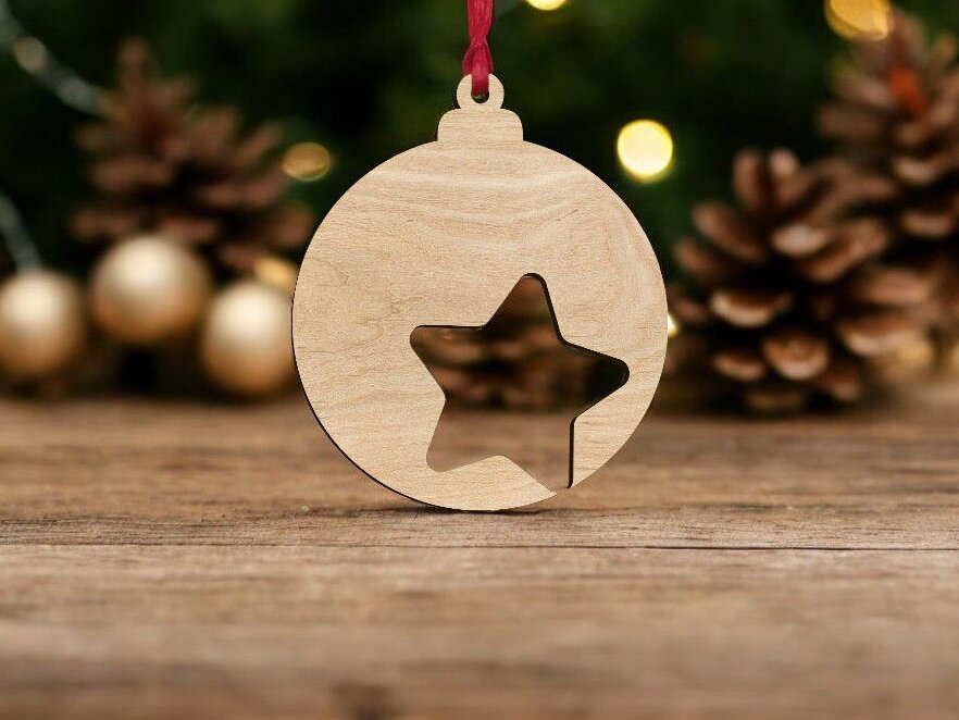 Σετ των 3 Intra απο ξύλο plywood 3mm-4mm πάχος – Κρεμαστό χριστουγεννιάτικο δέντρο με αστέρι 25x30 cm INTRAVECTRY-MY550739