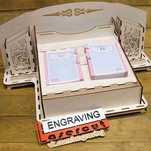 Σετ των 2 Intra απο ξύλο plywood 3mm-4mm πάχος – Organizer επιτραπέζιου υπολογιστή με βάση κολλώδους σημειώσεων 35x40 cm INTRAVECTRY-MY554301