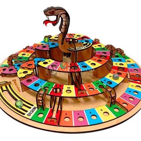 Intra απο ξύλο plywood 3mm-4mm πάχος – Παιχνίδι με ξύλινα φίδια και σκάλες 25x25 cm INTRAVECTRY-MY543913