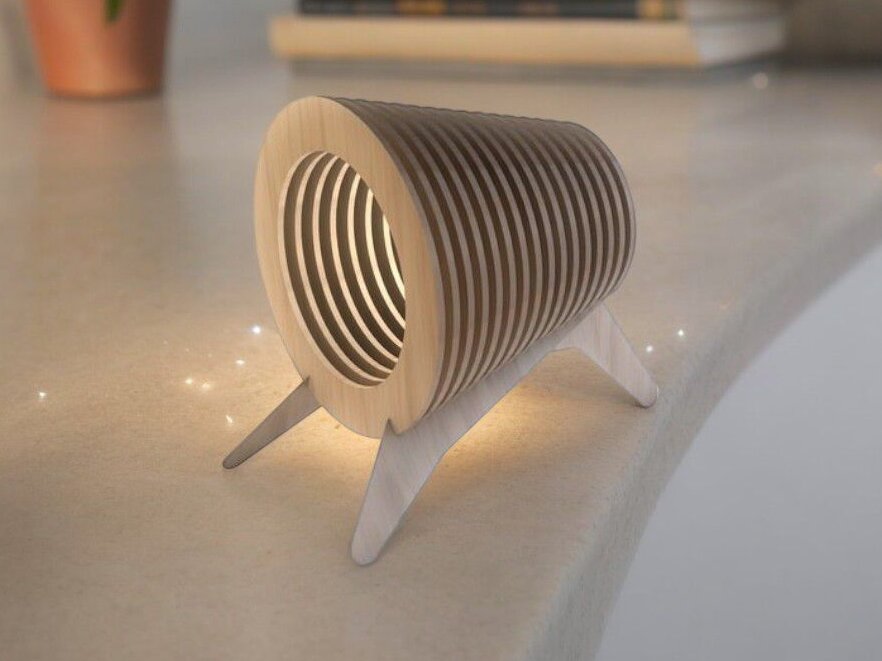 Intra απο ξύλο plywood 3mm-4mm πάχος – Στρώση στρογγυλό επιτραπέζιο φωτιστικό 25x25 cm INTRAVECTRY-MY552150