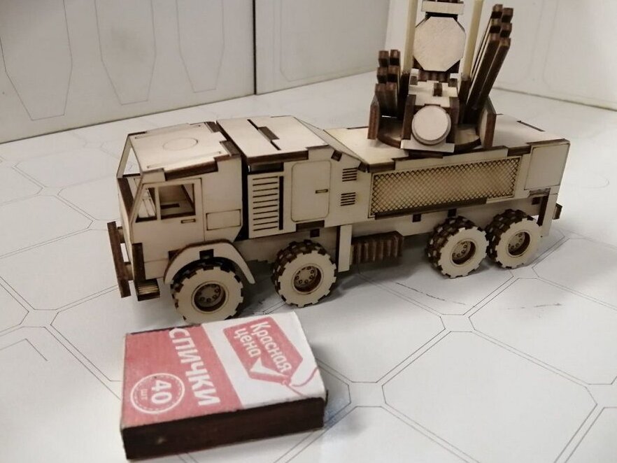 Intra απο ξύλο plywood 3mm-4mm πάχος – Ρωσικό σύστημα πυραύλων Pantsir τρισδιάστατο μοντέλο ξύλου 15x15 cm INTRAVECTRY-MY543919