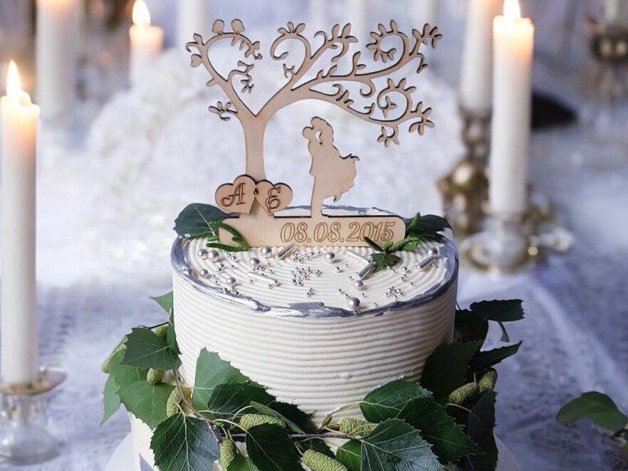 Σετ των 3 Intra απο ξύλο plywood 3mm-4mm πάχος – Ρομαντικό κάλυμμα γαμήλιας τούρτας 40x45 cm INTRAVECTRY-MY543949