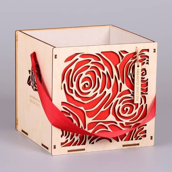 Σετ των 2 Intra απο ξύλο plywood 3mm-4mm πάχος – Τετράγωνο κουτί λουλουδιών για την ημέρα του Αγίου Βαλεντίνου ξύλο 30x30 cm INTRAVECTRY-MY543955