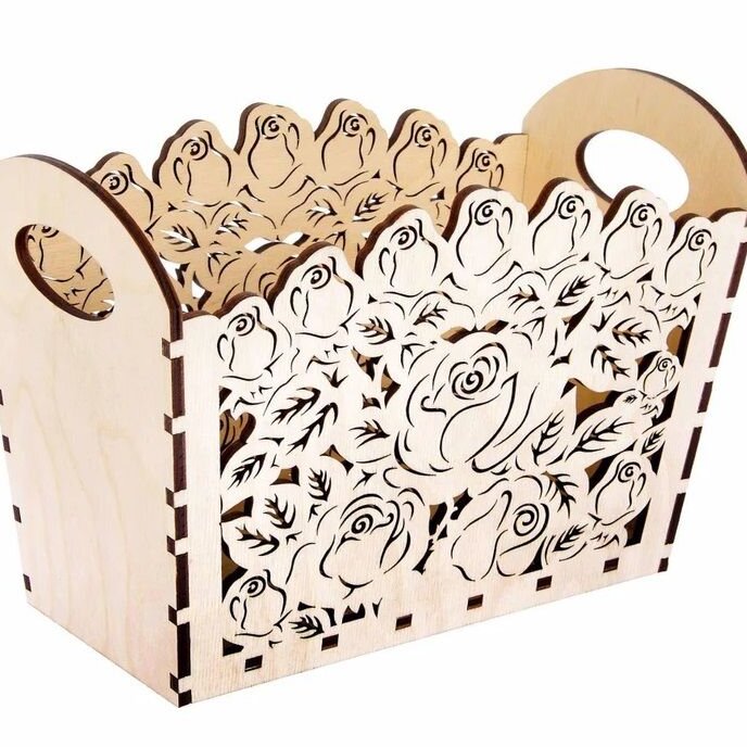 Σετ των 2 Intra απο ξύλο plywood 3mm-4mm πάχος – Καλάθι λουλουδιών από κόντρα πλακέ με λίμα με λαβές 15x20 cm INTRAVECTRY-MY543956