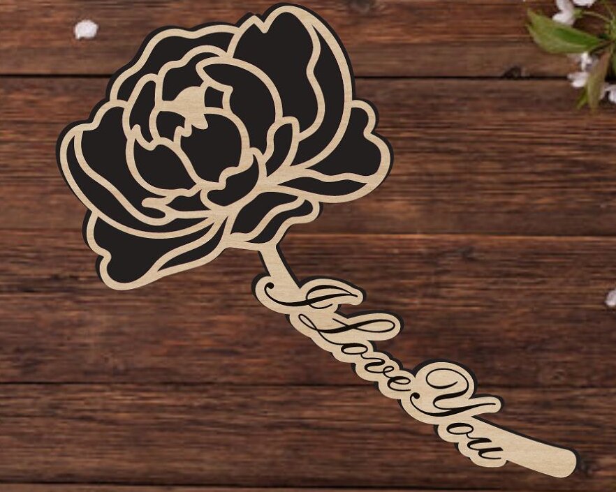 Σετ των 2 Intra απο ξύλο plywood 3mm-4mm πάχος – Μοναδικό ξύλο δώρου Ξύλινο Τριαντάφυλλο 40x45 cm INTRAVECTRY-MY543976