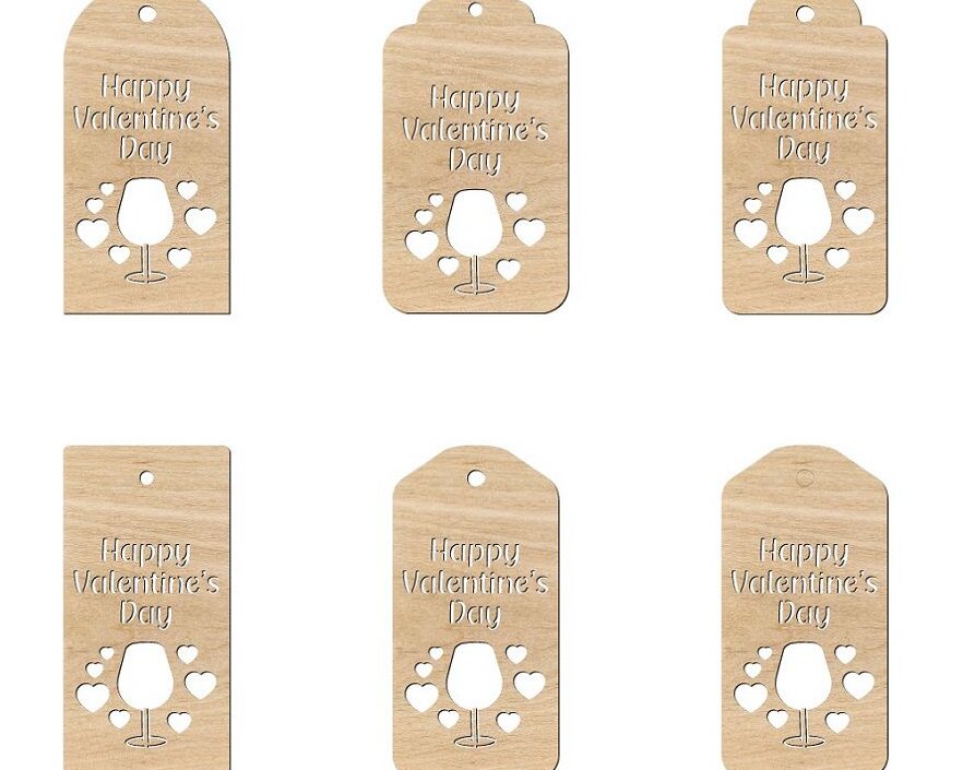 Σετ των 2 Intra απο ξύλο plywood 3mm-4mm πάχος – Ευτυχισμένη ημέρα του Αγίου Βαλεντίνου Ετικέτες δώρου Ξύλινο ξύλο σχημάτων αποκοπής 25x30 cm INTRAVECTRY-MY543969