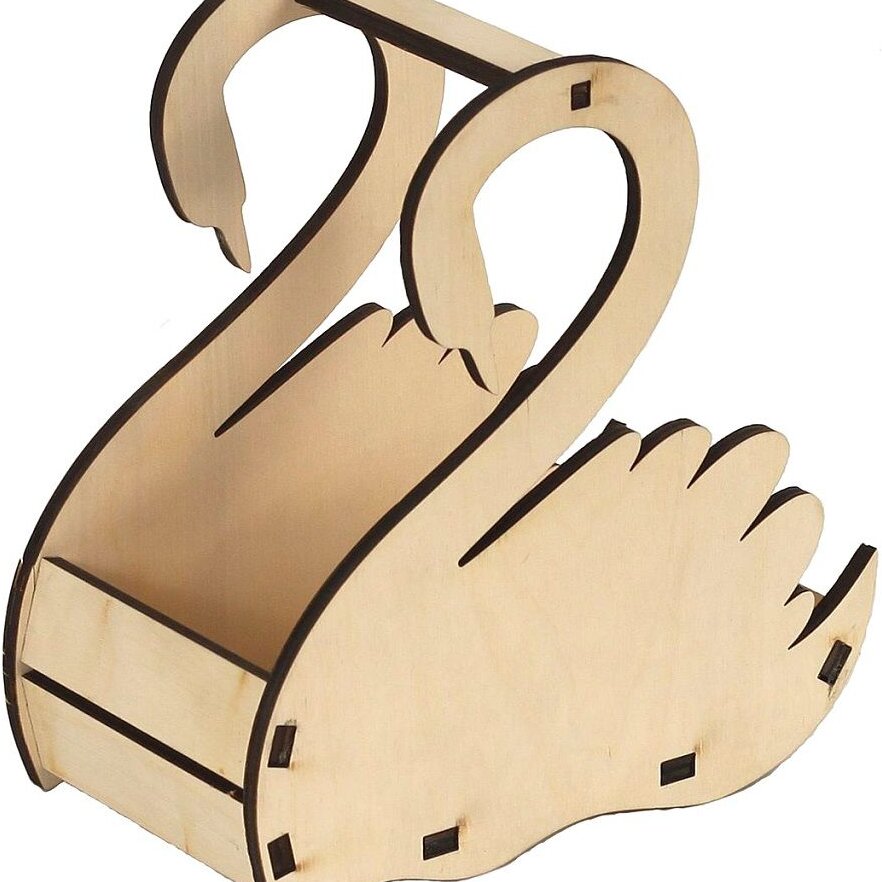 Σετ των 2 Intra απο ξύλο plywood 3mm-4mm πάχος – ξύλο δώρου για την Ημέρα του Αγίου Βαλεντίνου με καλάθι λουλουδιών κύκνων 35x40 cm INTRAVECTRY-MY543975