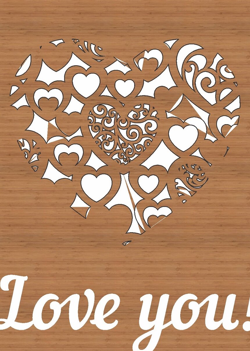 Σετ των 2 Intra απο ξύλο plywood 3mm-4mm πάχος – ξύλο ευχετήριας κάρτας για την ημέρα του Αγίου Βαλεντίνου 20x25 cm INTRAVECTRY-MY543982