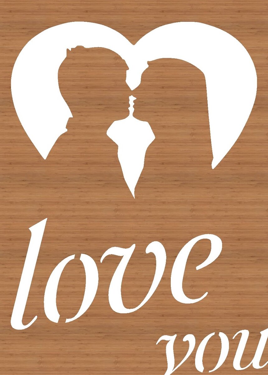 Σετ των 2 Intra απο ξύλο plywood 3mm-4mm πάχος – ξύλο ευχετήριων καρτών για την Ημέρα του Αγίου Βαλεντίνου ερωτευμένου ζευγαριού 10x10 cm INTRAVECTRY-MY543983