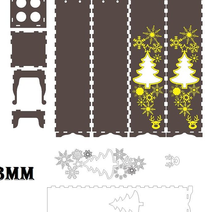Σετ των 2 Intra απο ξύλο plywood 3mm-4mm πάχος – ξύλο δώρου Χριστουγεννιάτικου μπουκαλιού κρασιού 30x35 cm INTRAVECTRY-MY545829