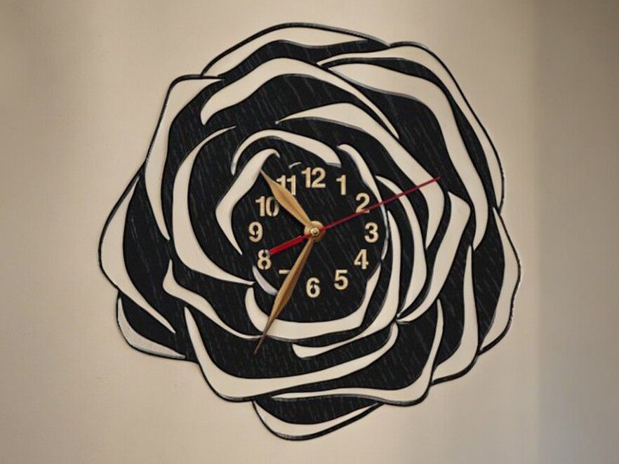 Intra απο ξύλο plywood 3mm-4mm πάχος – Ρολόι τοίχου ροζ βινυλίου 25x25 cm INTRAVECTRY-MY560898