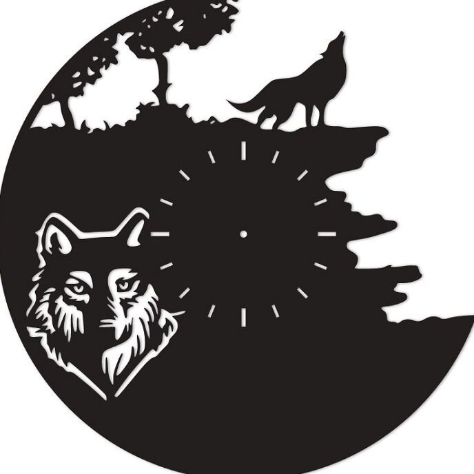 Intra απο ξύλο plywood 3mm-4mm πάχος – ξύλο ρολογιού τοίχου Wolf Wolf 40x45 cm INTRAVECTRY-MY560930