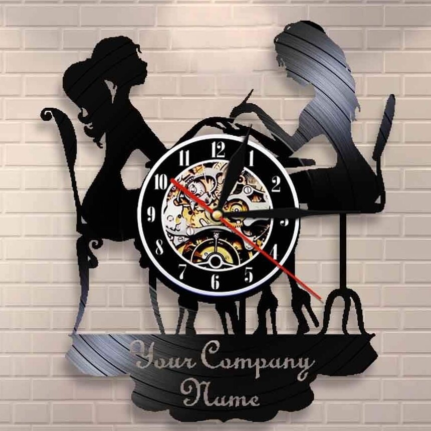 Intra απο ξύλο plywood 3mm-4mm πάχος – Προσαρμοσμένη λίμα ρολογιού τοίχου δίσκου Vinyl Nail Salon 30x35 cm INTRAVECTRY-MY560949