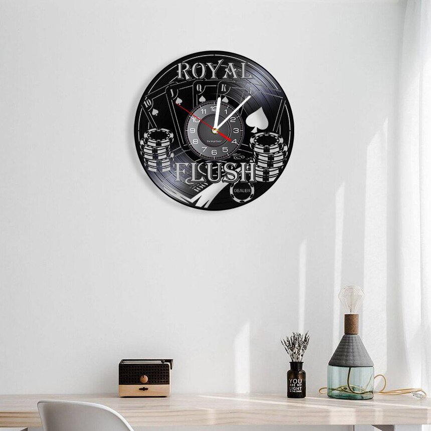 Intra απο ξύλο plywood 3mm-4mm πάχος – ξύλο ρολογιού τοίχου με δίσκους βινυλίου Poker Royal Flush 25x25 cm INTRAVECTRY-MY560950
