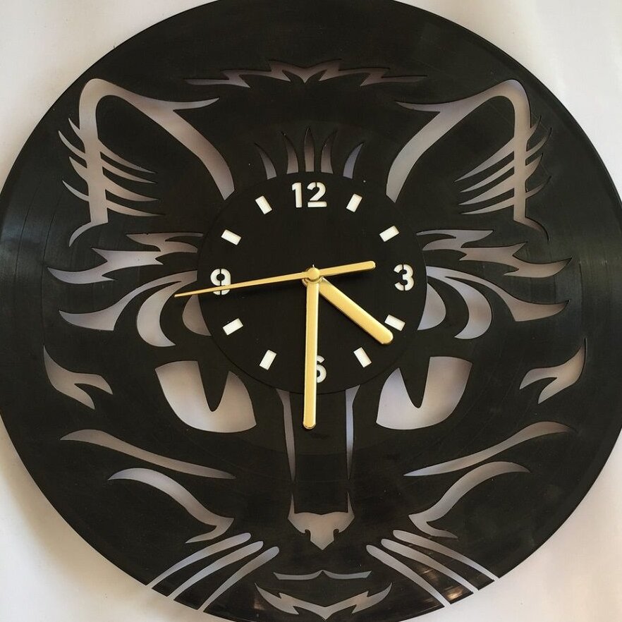 Intra απο ξύλο plywood 3mm-4mm πάχος – ξύλο ρολογιού τοίχου δίσκων βινυλίου Meow Cat 40x40 cm INTRAVECTRY-MY554537