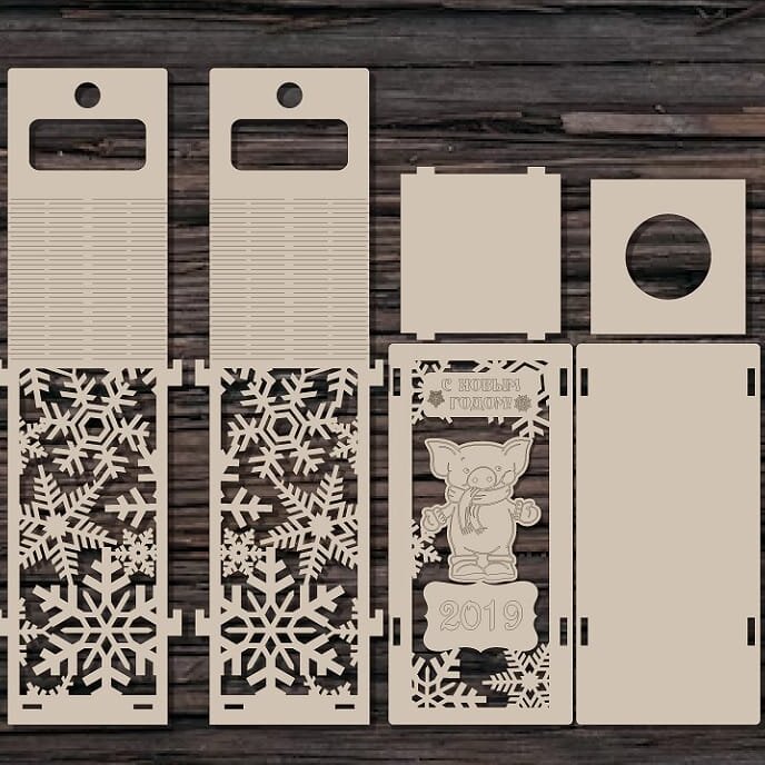 Σετ των 2 Intra απο ξύλο plywood 3mm-4mm πάχος – Συσκευασία για ξύλο μπουκαλιών κρασιού 15x15 cm INTRAVECTRY-MY545833