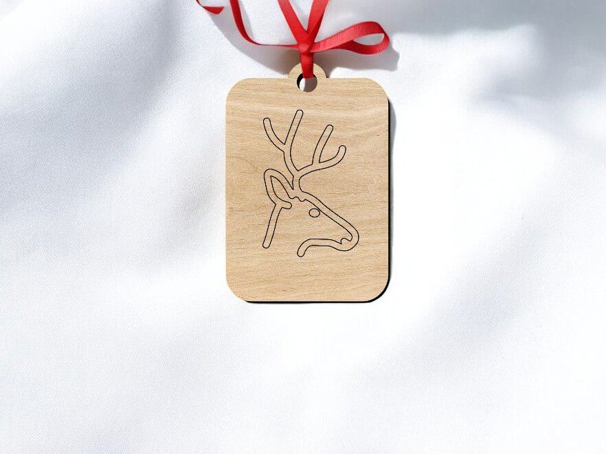 Σετ των 3 Intra απο ξύλο plywood 3mm-4mm πάχος – Χριστουγεννιάτικο στολίδι με χαραγμένο κεφάλι ελαφιού 25x25 cm INTRAVECTRY-MY550299