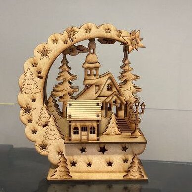 Σετ των 3 Intra απο ξύλο plywood 3mm-4mm πάχος – Διακόσμηση Χριστουγεννιάτικου χωριού Half Moon Light Up 15x20 cm INTRAVECTRY-MY547713