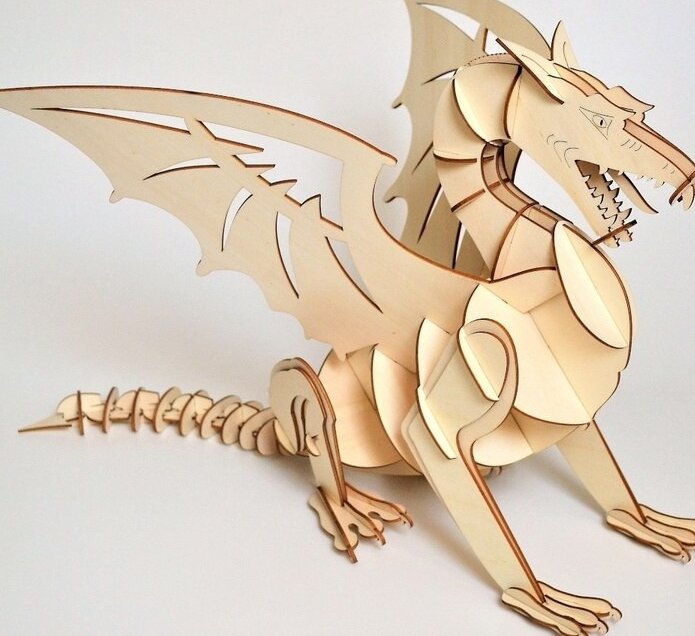 Σετ των 3 Intra απο ξύλο plywood 3mm-4mm πάχος – Big Ljubljana Dragon Wooden Puzzle 10x10 cm INTRAVECTRY-MY545119