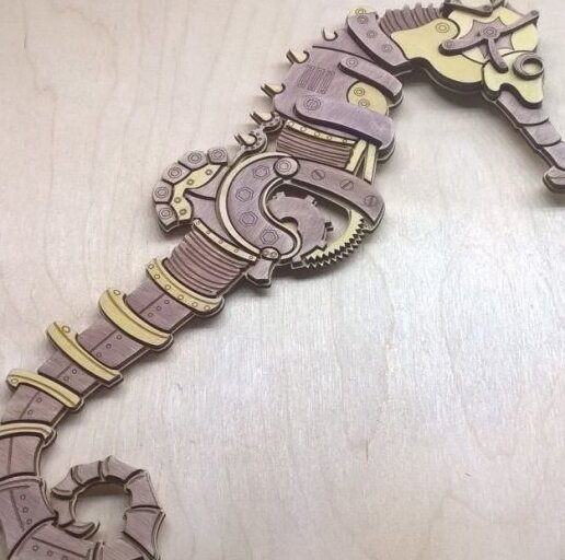 Σετ των 3 Intra απο ξύλο plywood 3mm-4mm πάχος – ξύλο 3D παζλ Mechanical Seahorse 20x20 cm INTRAVECTRY-MY545122