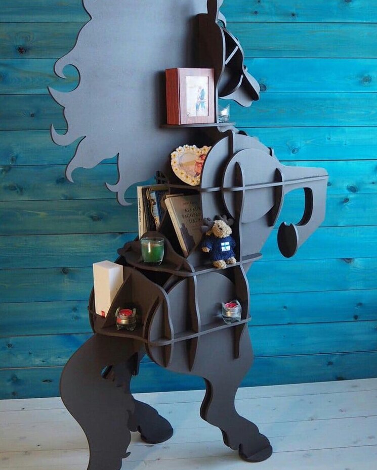 Σετ των 3 Intra απο ξύλο plywood 3mm-4mm πάχος – Ξύλινο ξύλο ραφιού Horse on Hind Legs 30x30 cm INTRAVECTRY-MY545136