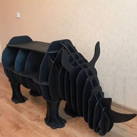 Σετ των 3 Intra απο ξύλο plywood 3mm-4mm πάχος – ξύλο βιβλιοθηκών σε σχήμα ρινόκερου 20x20 cm INTRAVECTRY-MY545815