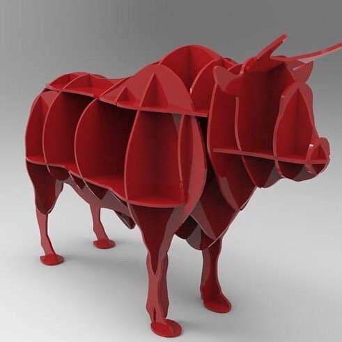 Σετ των 3 Intra απο ξύλο plywood 3mm-4mm πάχος – ξύλο προτύπου βιβλιοθήκης Bull 45x50 cm INTRAVECTRY-MY545143