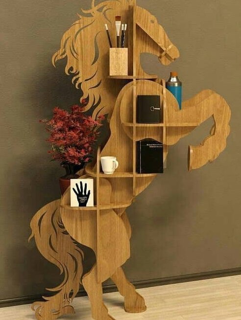 Σετ των 3 Intra απο ξύλο plywood 3mm-4mm πάχος – Ξύλινο ράφι σε σχήμα αλόγου εκτροφής 30x35 cm INTRAVECTRY-MY545173