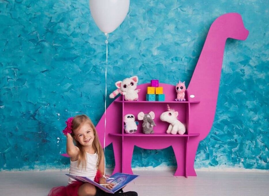 Σετ των 3 Intra απο ξύλο plywood 3mm-4mm πάχος – Ράφι Brachiosaurus Dinosaur για Παιδικό Δωμάτιο 25x25 cm INTRAVECTRY-MY545179