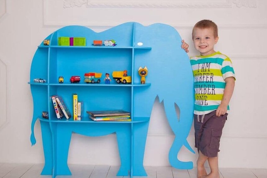 Σετ των 3 Intra απο ξύλο plywood 3mm-4mm πάχος – Ξύλινο ράφι σε σχήμα ελέφαντα για παιχνίδια και βιβλία 40x40 cm INTRAVECTRY-MY545827