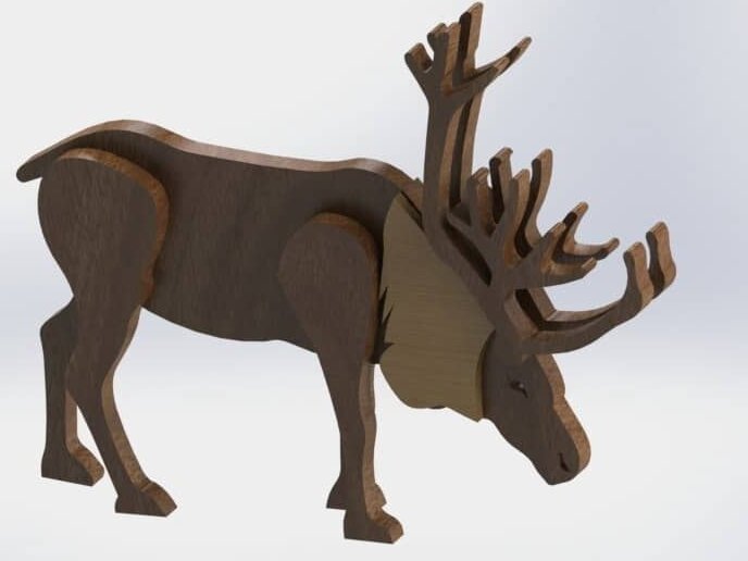 Σετ των 3 Intra απο ξύλο plywood 3mm-4mm πάχος – Τρισδιάστατο μοντέλο ζώου από ξύλινο τάρανδο 20x25 cm INTRAVECTRY-MY545181