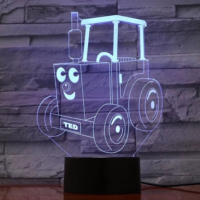 Intra απο ξύλο plywood 3mm-4mm πάχος – ξύλο χαρακτικής με λέιζερ 3D Optical Illusion Tractor Lamp Light Night 30x30 cm INTRAVECTRY-MY544285