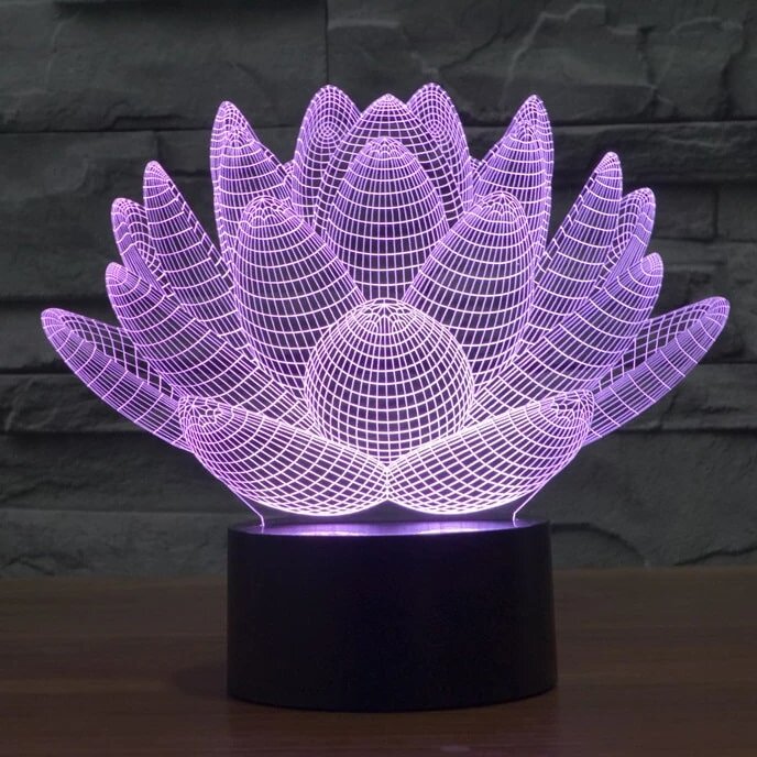 Intra απο ξύλο plywood 3mm-4mm πάχος – ξύλο χαρακτικής με λέιζερ 3D Optical Illusion Lamp Flower Lotus 30x35 cm INTRAVECTRY-MY556115