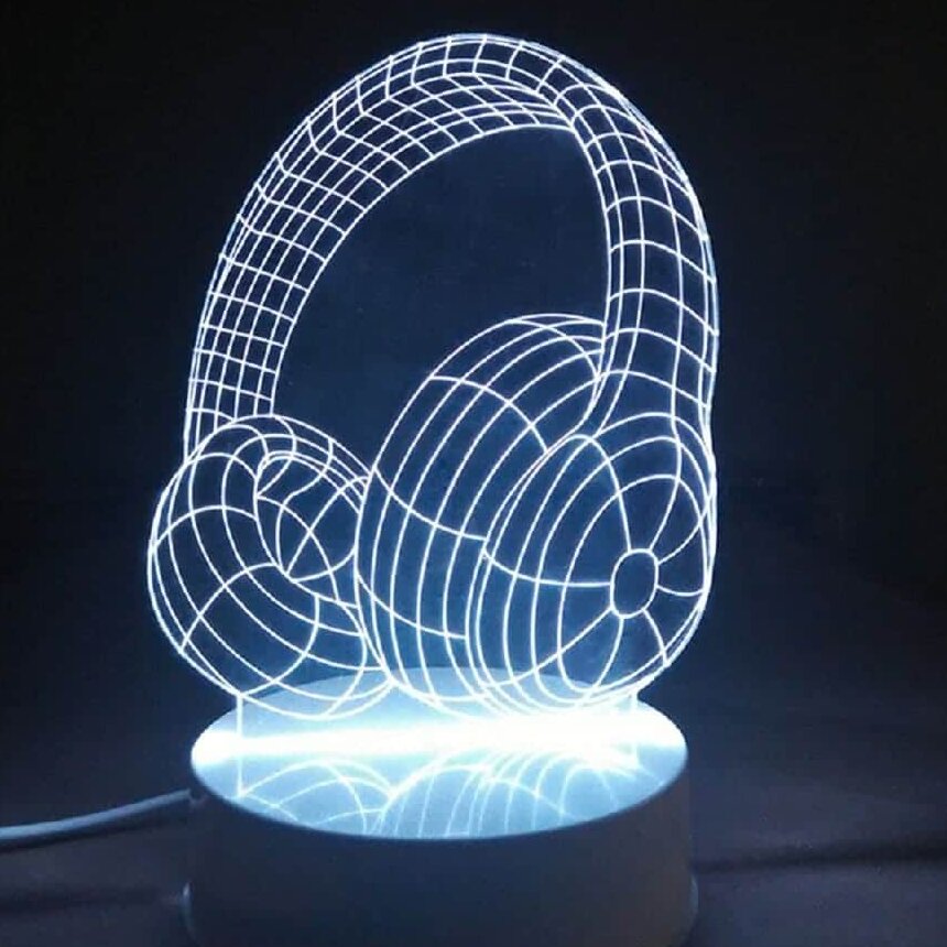 Intra απο ξύλο plywood 3mm-4mm πάχος – ξύλο χαρακτικής με λέιζερ σετ ακουστικών 3D Illusion Lamp 30x30 cm INTRAVECTRY-MY544918