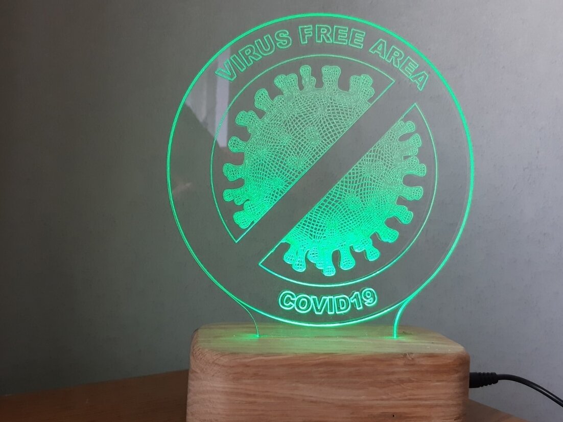 Intra απο ξύλο plywood 3mm-4mm πάχος – και χαραγμένη λάμπα 3D ψευδαίσθησης περιοχής χωρίς Covid 35x40 cm INTRAVECTRY-MY544919